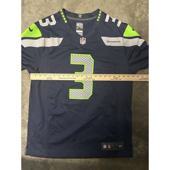 Authentic Russell Wilson Seattle Seahawks Mens Large Nike Jersey, Blue Stitched - Picture 6 of 7